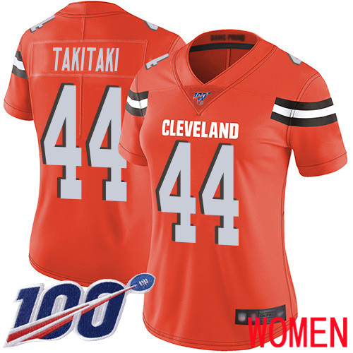 Cleveland Browns Sione Takitaki Women Orange Limited Jersey 44 NFL Football Alternate 100th Season Vapor Untouchable